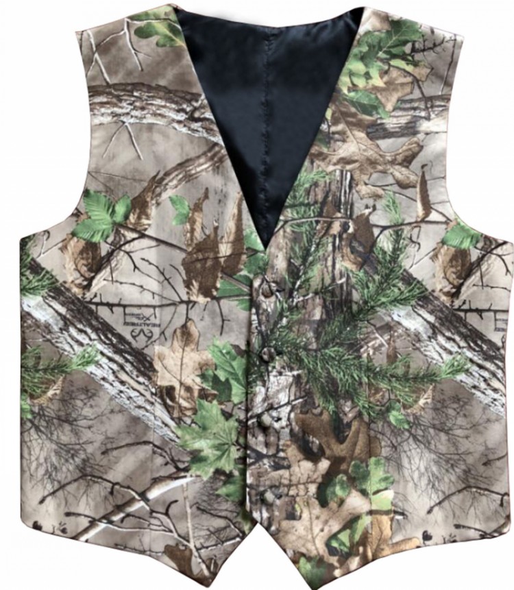 Camo Printed Groom Vests Wedding Vests Groomsman Vests 2 piece set (Vest+Tie) Plus Size Hunter Farm Party Prom Adjustable Waist