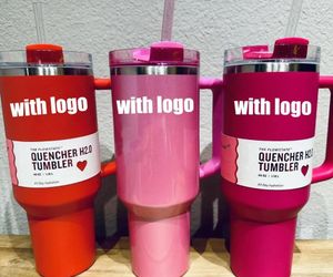 US STOCK Édition Limitée THE QUENCHER H2.0 40OZ Tasses Cosmo Pink Parade Tumblers Tasses de voiture isolées Termos Cadeau de la Saint-Valentin Rose Sparkle GG0131