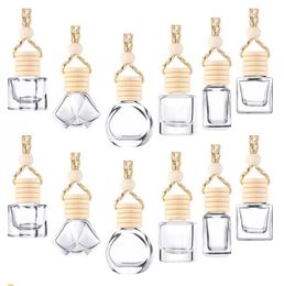 Auto parfumflesje thuis diffusers hanger parfum ornament luchtverfrisser voor essentiële oliën geur lege glazen flessen FY5288 GG0804