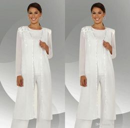 2018 Personaliseer moeder van de bruid jurken chiffon broek pak bruiloft moeder van de bruid broek pakken met jas vestido de madrinha