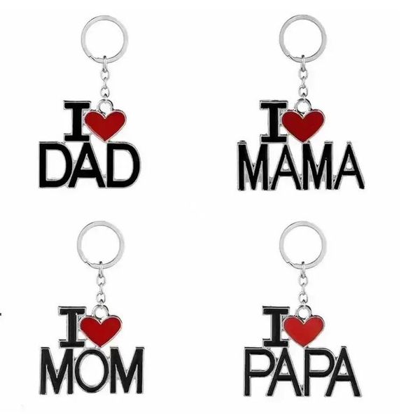 LLavero de letras en inglés de UPS I Love Papa Mama Mom Dad Metal Party Favor Key Ring llaveros familiares para el regalo del Día de la madre del padre