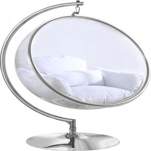 Acrylic and Metal Glider Chair with Round Backrest for Living Room, Reception Area