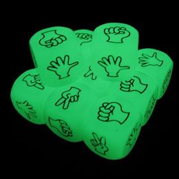 Luminous game dobbelstenen vinger-goking speciale dobbelstenen Glow Scissors Stone Boson Noctilucent Cube Family Party Games Toy Good Prijs Hoge kwaliteit # S4