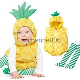 Occasions spéciales 0-18M bébé filles garçons ananas Costume infantile body court barboteuse à capuche Pourim Halloween déguisement avec bas x1004