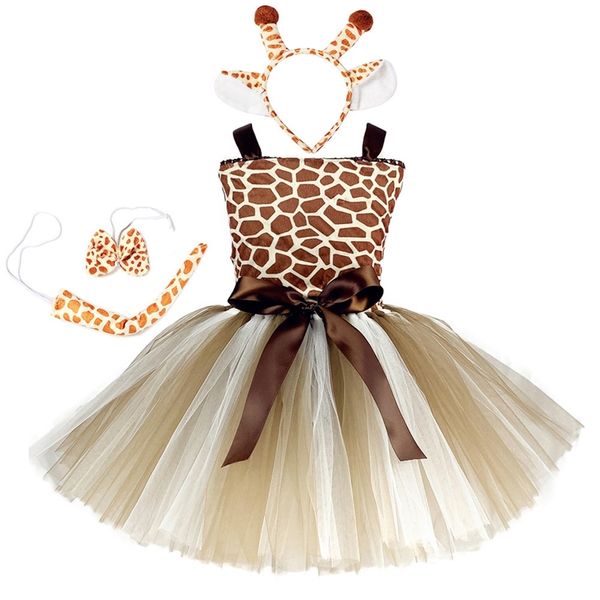 Occasions spéciales 1 ensemble girafe filles Tutu robe tenue Zoo Animal enfant Costumes de Noël enfant en bas âge bébé fille Performance anniversaire Jungle robe de fête 220905