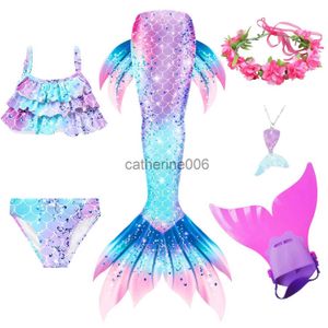 Occasions spéciales 2023 été enfants natation queue de sirène Costume de sirène Cosplay enfants princesse fête fantaisie filles natation Bating Costume x1004