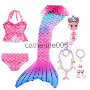 Speciale gelegenheden 5 stks/set Meisjes Zeemeerminstaart Kostuum Zwembare Kinderen De Kleine Zeemeermin Cosplay Kinderen Strandkleding Bikini Fancy Badpak x1004