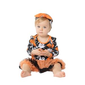 Occasions spéciales Bébé Fille Vêtements Dessin Animé Halloween Robe Automne Citrouille À Manches Longues Barboteuse Deux Pièces Ensembles Costumes De Festival pour Enfants 220914