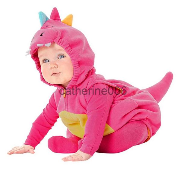 Occasions spéciales bébé fille dinosaure rose Costume infantile enfant en bas âge à capuche body courte barboteuse photographie Halloween déguisement 6M 12M 18M 24M x1004