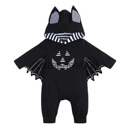 Speciale gelegenheden Zwart vleermuiskostuum voor baby Romper Jumpsuit Baby Meisjes Jongens Hoodie Halloween Purim Fancy Dress Cosplay Face Print Ropa Bebe x1004