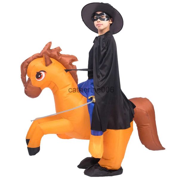 Occasions spéciales garçons héros chevalier Zorro cheval d'équitation gonflable Costume enfant enfants Halloween pourim fête gonflé déguisement Cosplay x1004