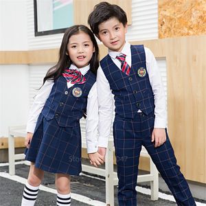 Occasions spéciales Enfants Coréen Japonais Maternelle École Primaire Uniforme Garçon Fille Académique Marine Kawaii Gilet Gilet Cravate Vêtements Ensemble Costume 230906