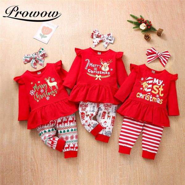 Ocasiones especiales Conjunto de ropa de niña de Navidad Mis primeros disfraces de año nuevo para niños Ropa para niñas Festival Niño Bebé Trajes de alce de Navidad T221014