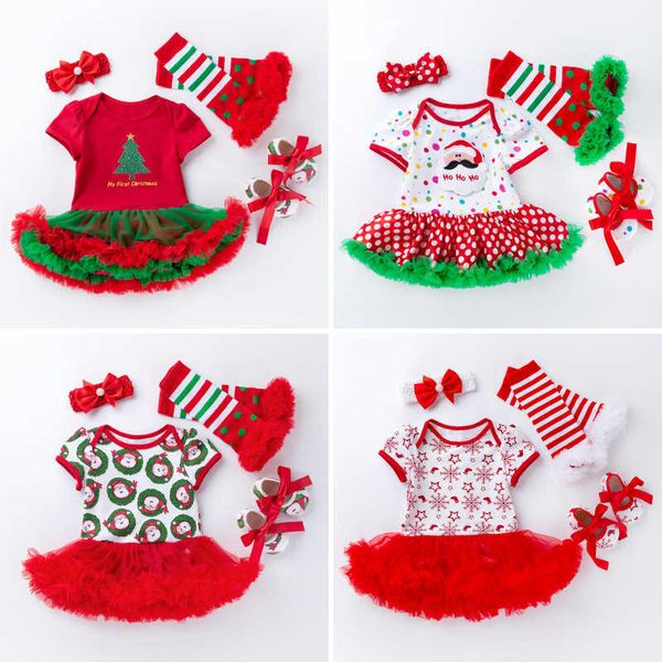 Ocasiones especiales Vestido de niña infantil de Navidad Trajes de manga larga para bebés pequeños Vestidos de tul de Santa Vestido de princesa esponjoso con pajarita Calcetín Zapato T221014