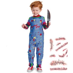 Ocasiones especiales Disfraz de Halloween de Chucky para niñas Juego para niños Niños pequeños Enviar pegatinas de tatuajes Regalos 230906