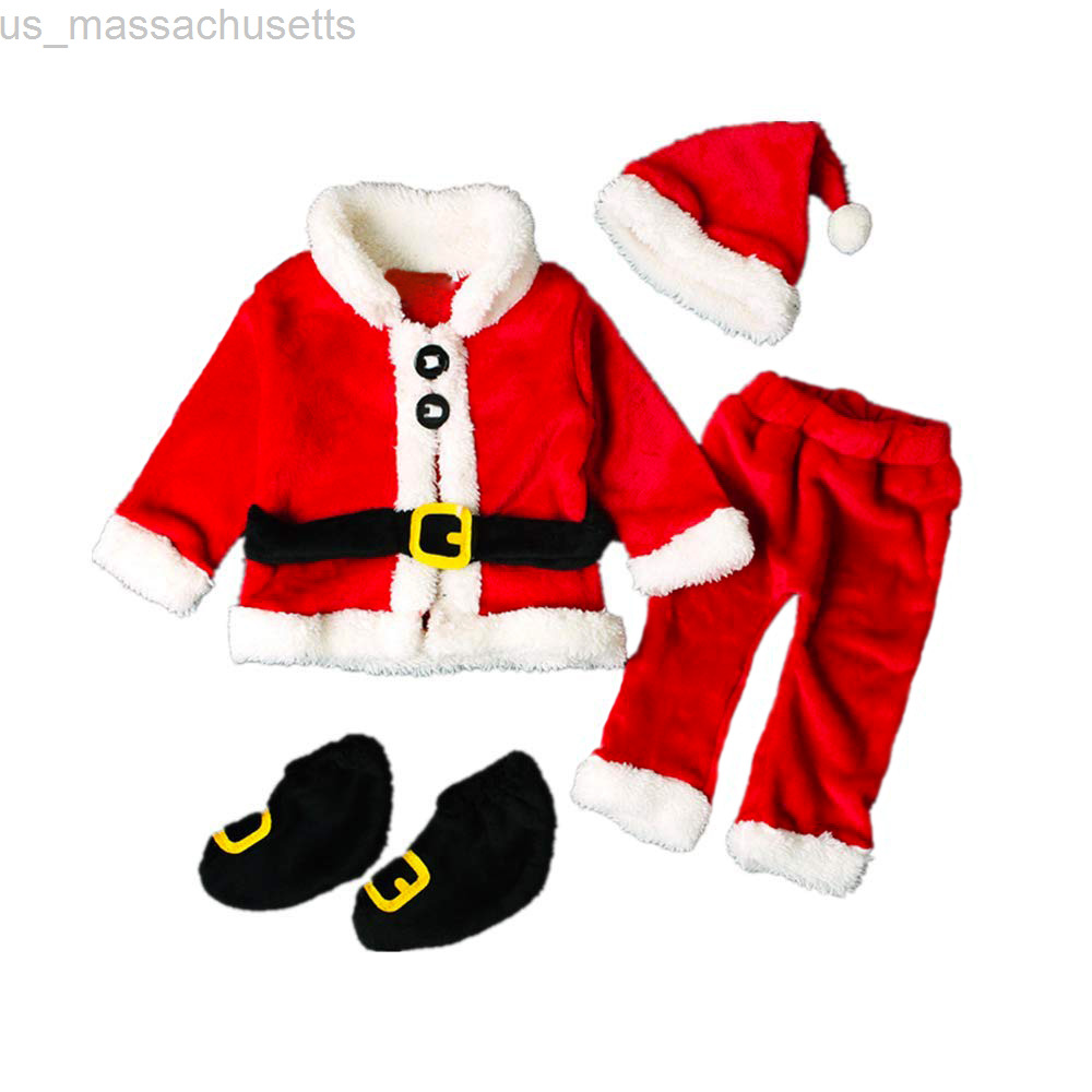 Ocasiones especiales Citgeett Otoño Otoño Invierno Navidad Bebé Niño Niña Santa Claus Tops Pantalones Sombrero Zapatos Ropa de Navidad Conjunto CALIENTE L220915