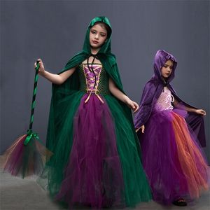 Speciale gelegenheden vermomd meisjes hocus pocus heksen zusters kostuum kinderen halloween fancy jurk tutu jurk met cape voor cosplay party outfit A220826