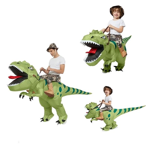 Occasions spéciales drôle enfant adulte gonflable équitation vert dinosaure Cosplay Costume enfants déguisement Halloween vacances thème fête 230906