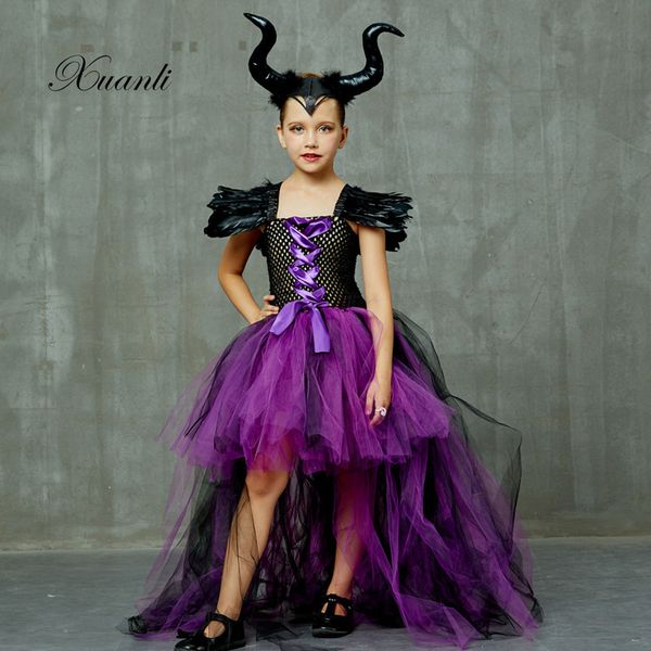 Occasions spéciales Filles Tutu Robe Maléfique Mal Reine Robe et Cornes Halloween Cosplay Costume de Sorcière pour Enfants Enfants Fête de Noël 220922