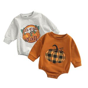 Occasions spéciales Halloween bébé automne barboteuses enfant en bas âge né infantile garçons filles citrouille imprimé à manches longues pull barboteuse combinaisons vêtements 220830