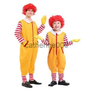 Occasions spéciales Halloween Noël Cosplay Parent-Enfant Clown Costume Accessoires Fête Scène Performance Fastfood Jaune Clown Vêtements pour Enfants x1004