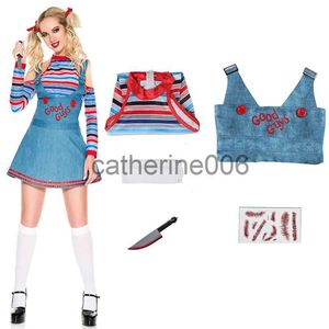 Occasions spéciales Halloween poupée fantôme Cosplay Costumes Chucky pour femmes tenue filles adultes robes fantaisie carnaval horreur poupée fantôme Costume de Clown x1004