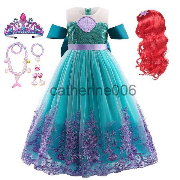 Ocasiones especiales Vestido de sirenita de Halloween Cosplay Ropa de anime Vestido de princesa Ariel Vestido de noche elegante para niños Disfraces de carnaval para niñas x1004