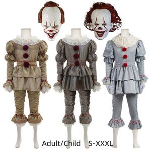 Speciale gelegenheden Halloween Maskerade Clown Pennywise Cosplay Kostuum Stephen King Terreurkostuums Masker Pak Feest Volwassen Kinderkleding 230906