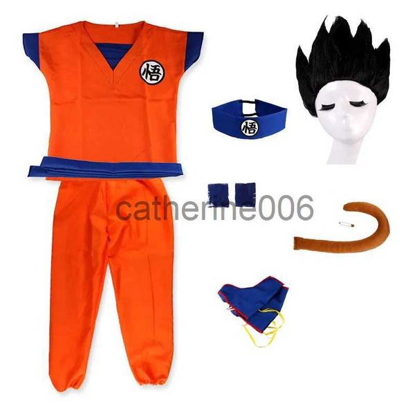 Ocasiones especiales CALIENTE Halloween Niños Trajes para adultos Son Goku Cosplay Disfraz Anime Superhéroes Mono Negro Oro Azul Disfraz de pelo Vestir x1004