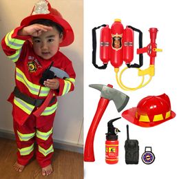 Speciale gelegenheden Kinderen Cosplay Costuums Firefighter uniform Halloween Carnival Party Kinderen Kinderen Sam Brandweerman Role Kledingpak Boy Performance 230814