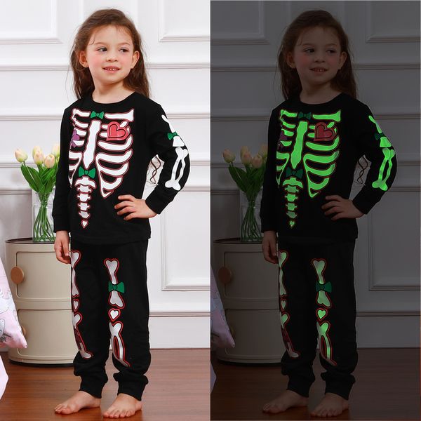 Ocasiones especiales Niños Niñas Esqueleto Pijamas de Halloween Ropa de dormir de carnaval para niños pequeños 220823