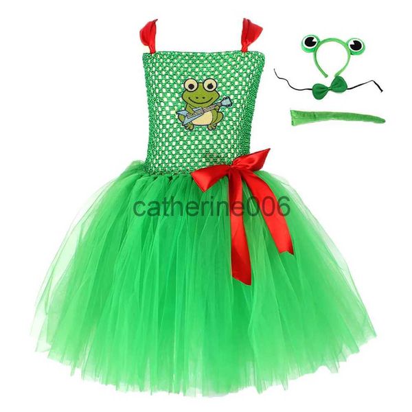 Ocasiones especiales Niños Vestido de tutú de rana verde para niñas Disfraz de Halloween Chica Princesa Traje de cumpleaños Niños Animal Festival Disfraz de fiesta x1004