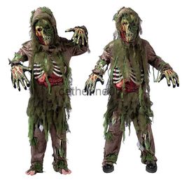 Speciale gelegenheden Kinderen Halloween Skelet Living Dead Zombiekostuum Cosplay Kind Moeras Bloedige Schedel Monster Purim Carnaval Party Deluxe Kostuums x1004
