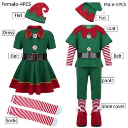 Ocasiones especiales Hombres Mujeres Niñas Niños Navidad Traje de Papá Noel Elfo verde Cosplay Familia Fiesta de Navidad Año Disfraces Conjunto de ropa para 220905