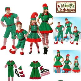 Besondere Anlässe Ocns Weihnachtself-Kostüm Party Familie Rollenspiel-Outfit Grüner Weihnachtsmann Performance-Kleidung Kostüm Kind Dhk1M