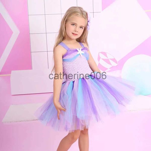 Occasions spéciales Princesse Fille Petite Sirène Costume Tutu Robe Bébé Fête D'anniversaire Enfants Vêtements D'été Fille Robes En Tulle Enfants Robe De Plage x1004