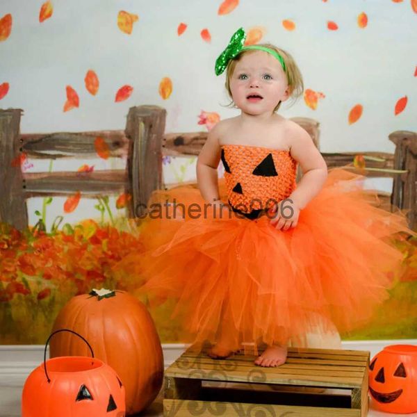 Occasions spéciales Costume de citrouille pour bébés filles Tutu robe sorcière Halloween Cosplay pour enfants fille vêtements de citrouille pour fête de carnaval x1004