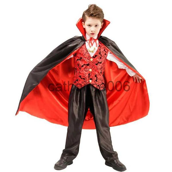 Ocasiones especiales Vampiro aterrador Drácula Niños Fantasía Halloween Cosplay Fiesta de carnaval Niños Niño Earle Drácula Disfraz de vampiro gótico x1004