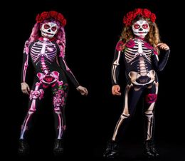 Speciale gelegenheden Skeleton Rose Kinderen Kind Halloween Duivel Spook Jumpsuit Feest Carnaval Prestatie Eng Kostuum Baby Meisje Dag O8319469