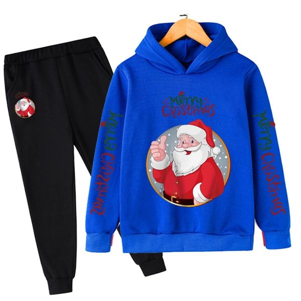 Occasions spéciales Printemps Enfants Noël Père Noël Vêtements Coton Casual Filles Ensembles Enfants Costume Sweats à capuche et pantalons 2Pcs 220830