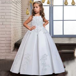Speciale gelegenheden Witte lange bruidsmeisje Kinderkleding meisjes pailletten jurk feestje bruiloft avondkleding kinderen prinses prom jurk 10 12 13 jaar w0221