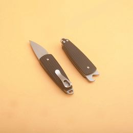 Speciale Aanbieding 7086 EDC Pocket Folding Mes 8Cr13Mov Titanium Coated Blade GRN Handle outdoor uitrusting met flesopener