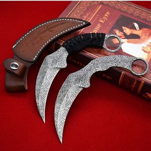 Oferta especial A1901 Karambit Knife 420C Diseño realizado con láser Blade Full Tang Paracord Handle Hoja fija Cuchillos tácticos de garra