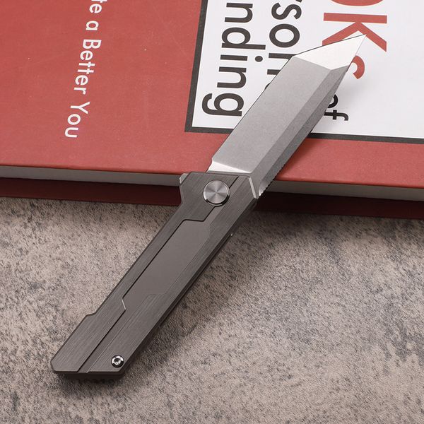 Oferta especial A2257 Cuchillo plegable abatible de alta gama 14C28N Lavado de piedra Tanto Blade CNC TC4 Mango de aleación de titanio EDC para exteriores Cuchillos con carpeta de apertura rápida