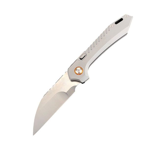 Oferta especial A5022 Cuchillo aleta CPM-D2 Hoja satinada de acero CNC Mango de acero inoxidable Rodamiento de bolas Acampar al aire libre Senderismo Pesca EDC Navajas de bolsillo