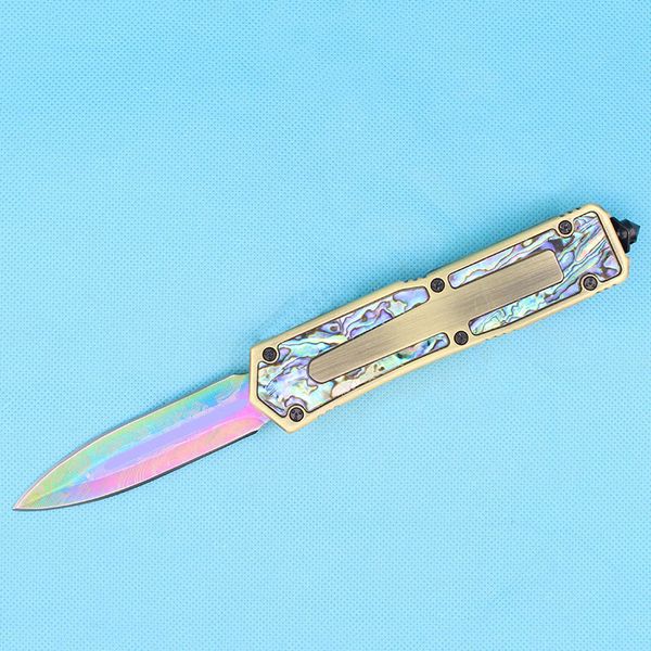 Offre spéciale couteau tactique automatique 440c Titanium Double Edge Fine Blade Edc Pocket Couteau Gift Couteaux Nylon Sac Emballage