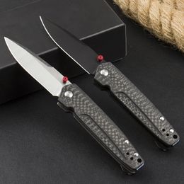 Vente Flash Couteau pliant de poche BM485 EDC D2, lame à revêtement noir/satiné, manche en Fiber de carbone, couteaux cadeaux avec boîte de vente au détail
