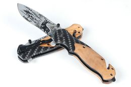Speciale aanbieding BRX50 Assisted Flipper Folding Knife 440C 3D Titanium gecoate drop Point Blade Wood met stalen plaathandgreep Pocket map EDC -gereedschap