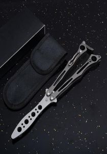 Offre spéciale Pratique Butterfly Flak Couteau 440c Blade Steel Handle Trainer EDC Pocket Couteaux avec nylon Sheath5047317