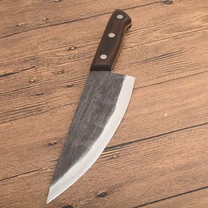 Offre spéciale couteau de Chef acier à haute teneur en carbone lame satinée pleine soie manche en bois couteaux à lame fixe lames tranchantes faites à la main